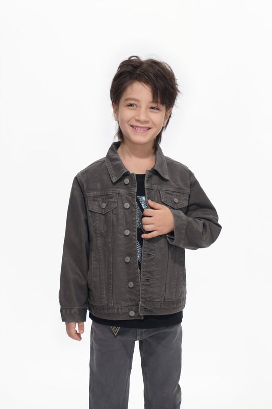 Hideout Kids Grey Waxed Jacket - Valabasas