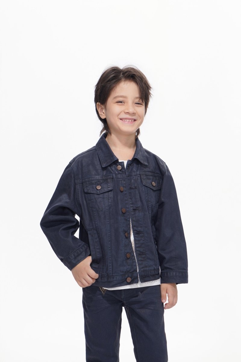 Hideout Kids Navy Waxed Jacket - Valabasas