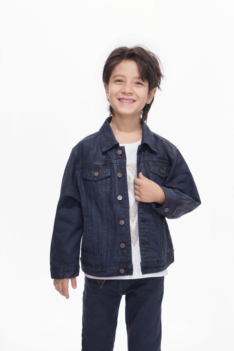 Hideout Kids Navy Waxed Jacket - Valabasas