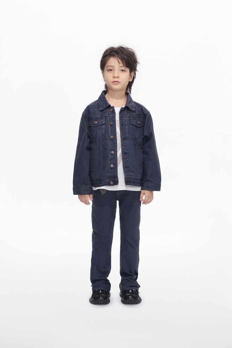 Hideout Kids Navy Waxed Jacket - Valabasas