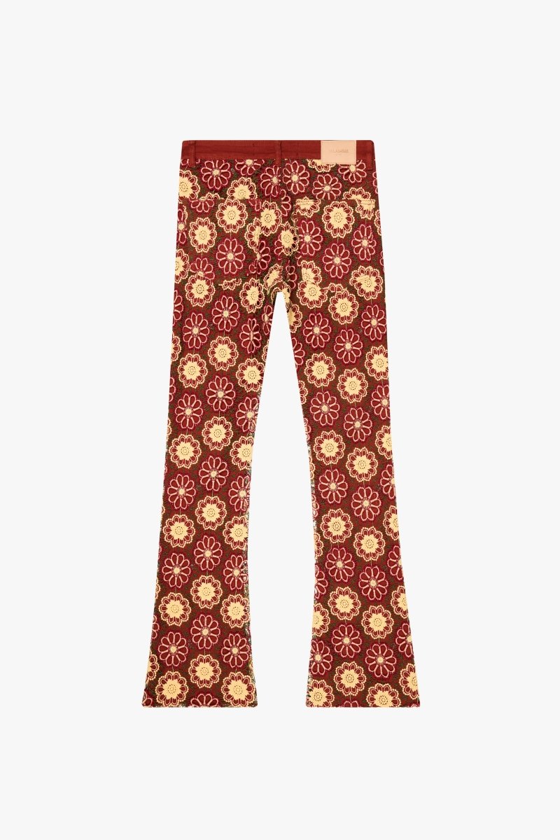 "HONEYCOMB" STACKED FLARE JEAN TANGERINE RED - Valabasas