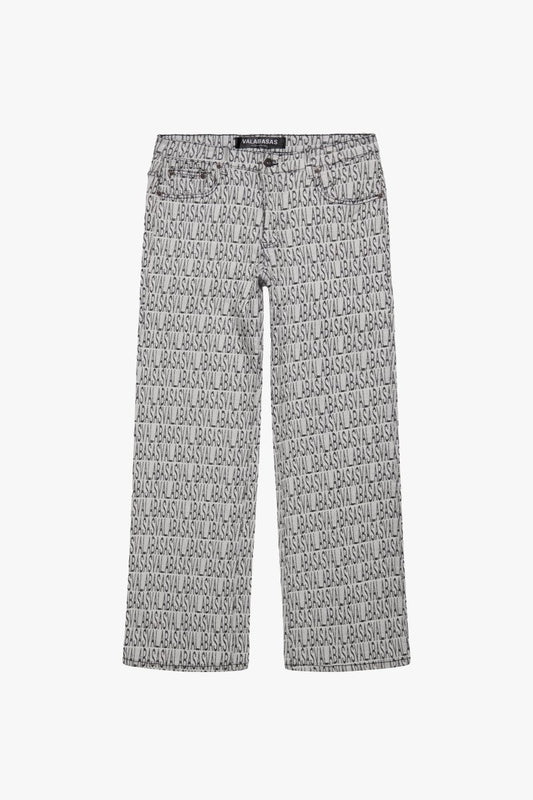 "IMPRINT" BAGGY DENIM JEAN BLACK WHITE - Valabasas