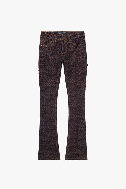 "IMPRINT” STACKED FLARE JEAN BLACK ORANGE - Valabasas