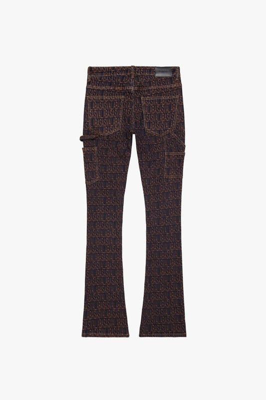 "IMPRINT” STACKED FLARE JEAN BLACK ORANGE - Valabasas