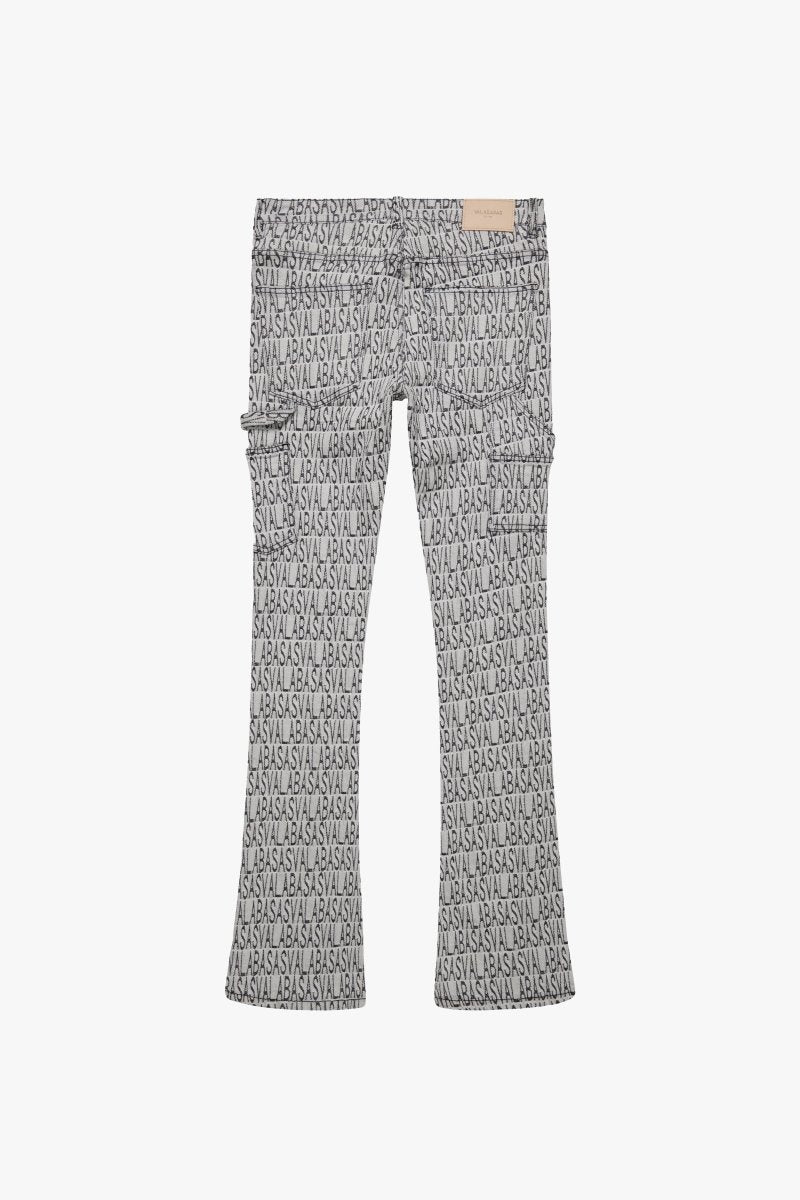 "IMPRINT” STACKED FLARE JEAN BLACK WHITE - Valabasas