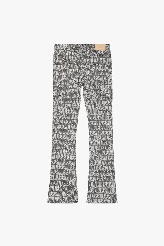 Imprint Stacked Flare Jean White Grey - Valabasas