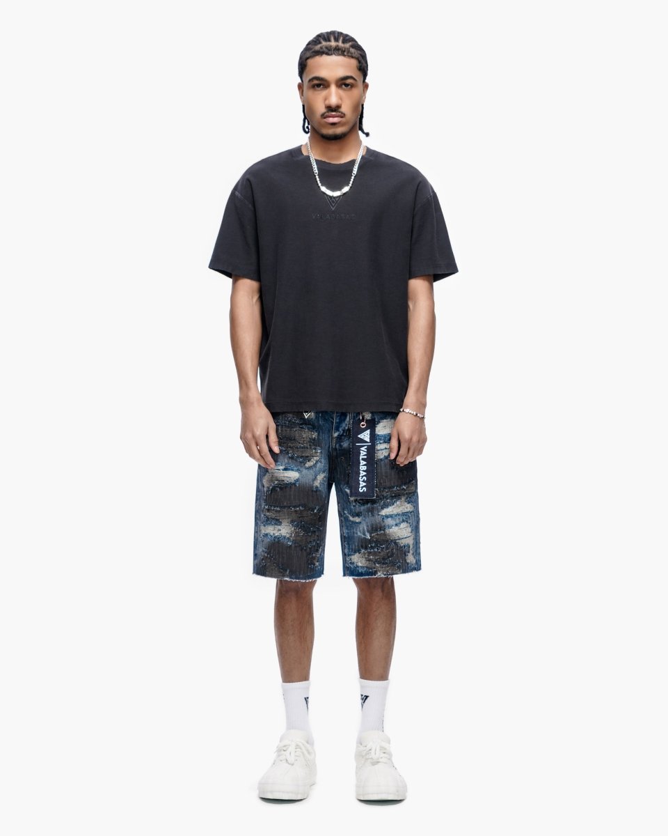 Incise Shorts Dark Blue - Valabasas