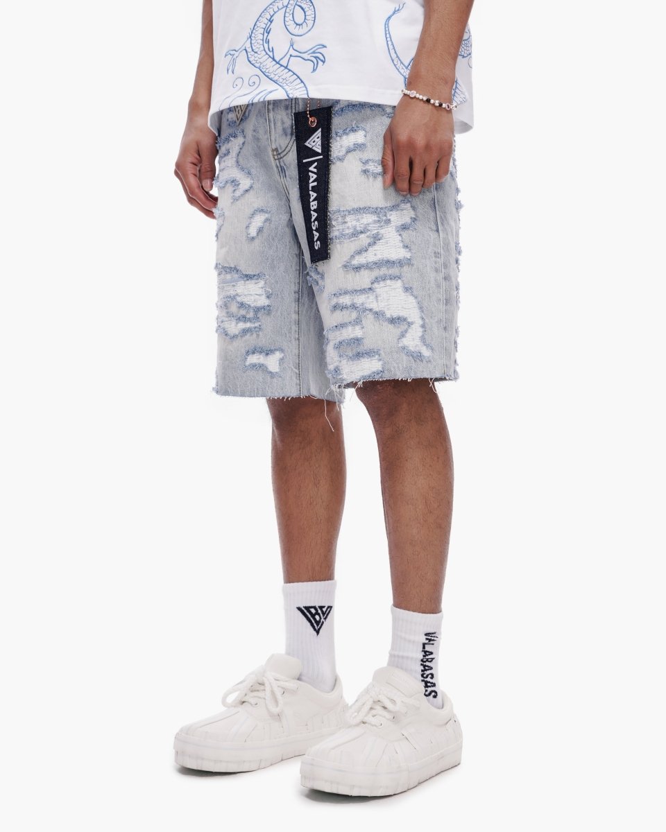 Incise Shorts Light Blue Wash - Valabasas