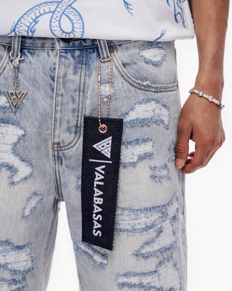 Incise Shorts Light Blue Wash - Valabasas