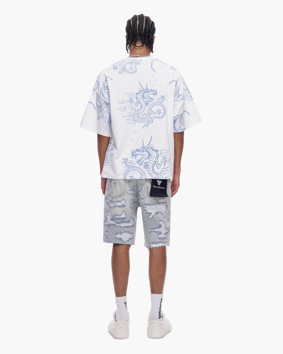 Incise Shorts Light Blue Wash - Valabasas