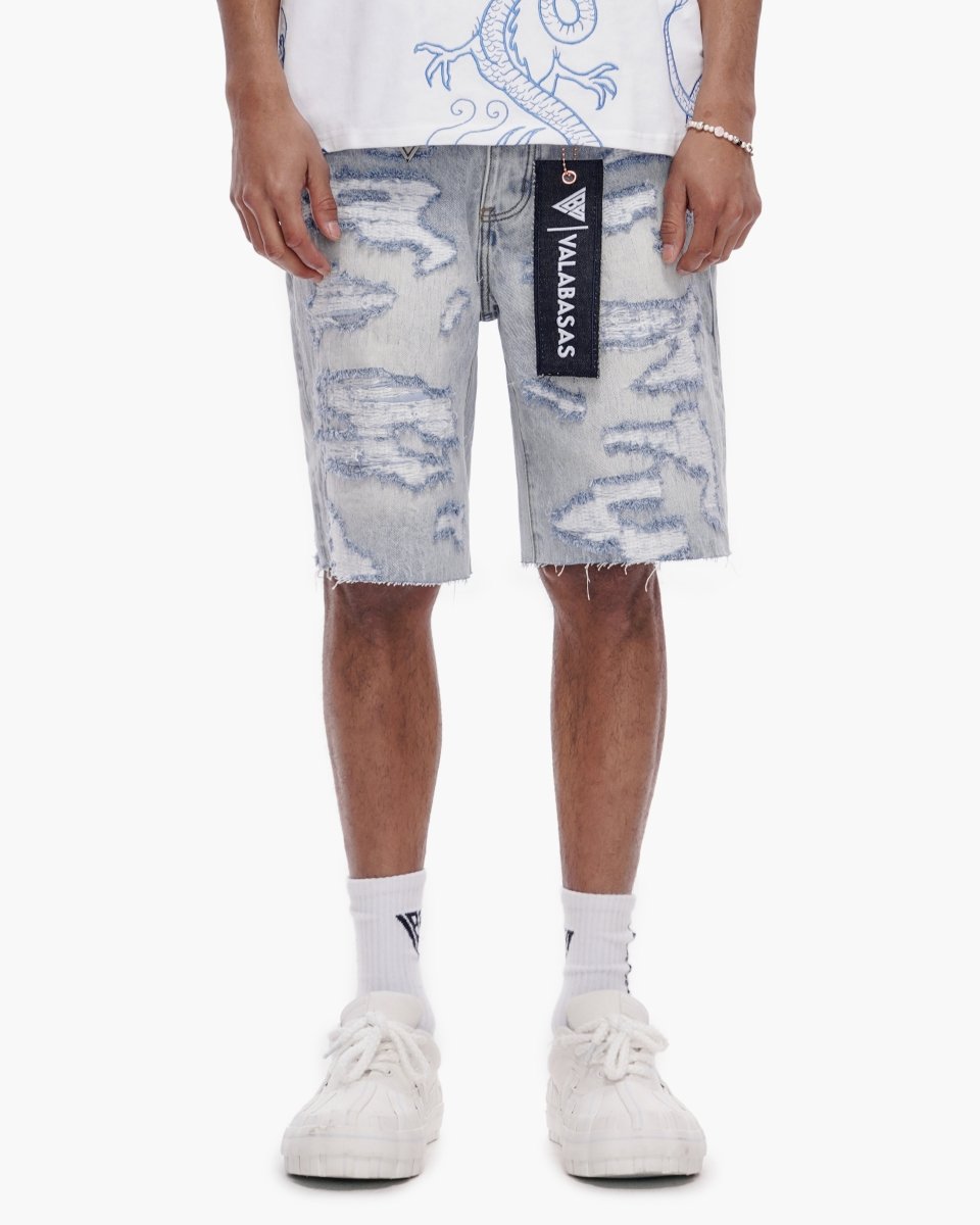 Incise Shorts Light Blue Wash - Valabasas