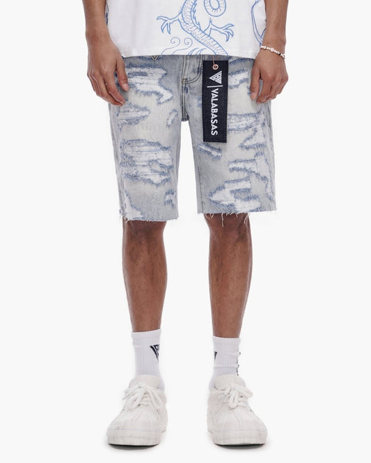 Incise Shorts Light Blue Wash - Valabasas