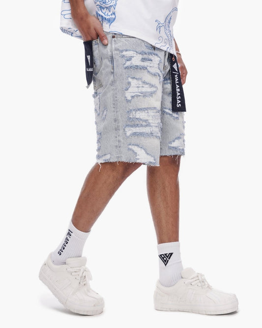 Incise Shorts Light Blue Wash - Valabasas