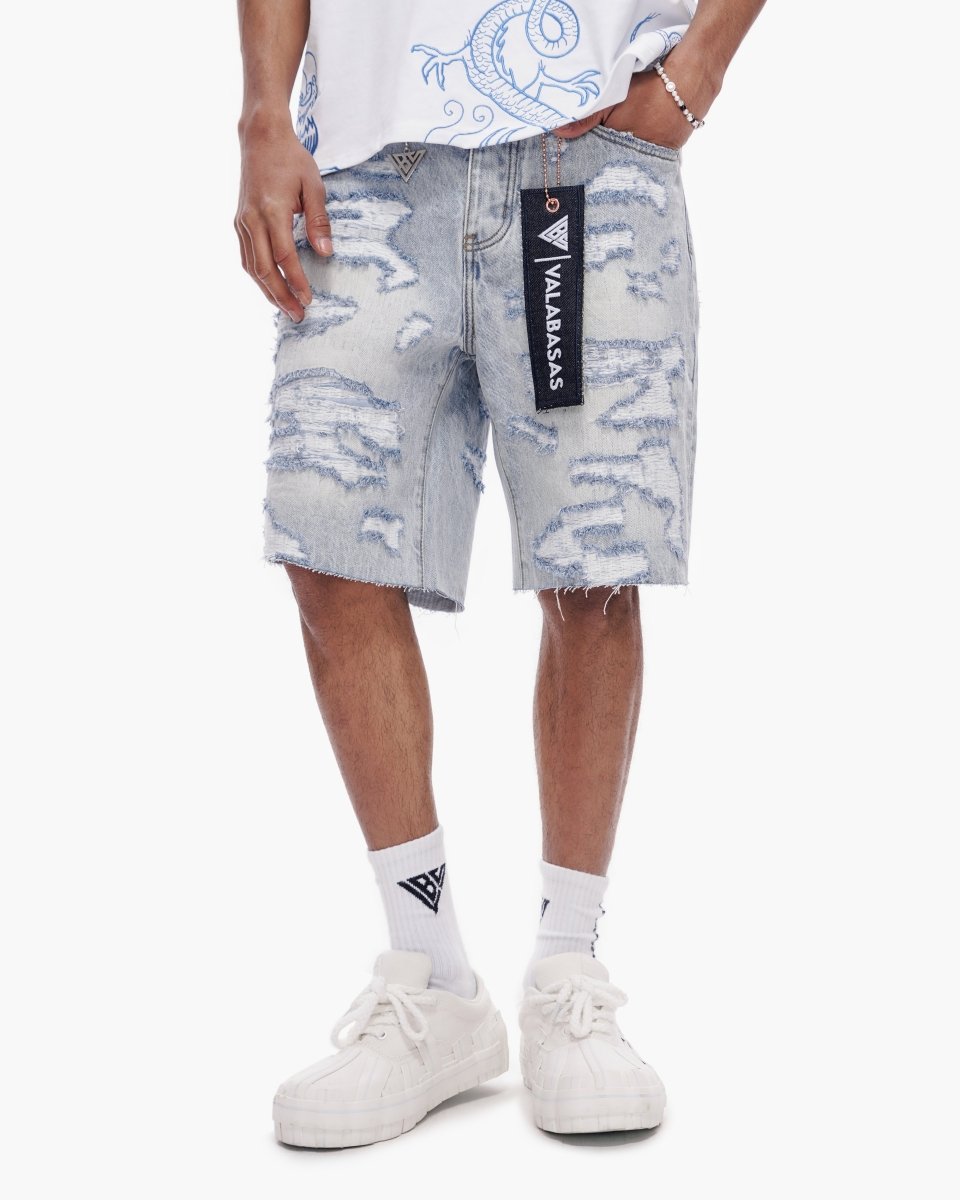 Incise Shorts Light Blue Wash - Valabasas