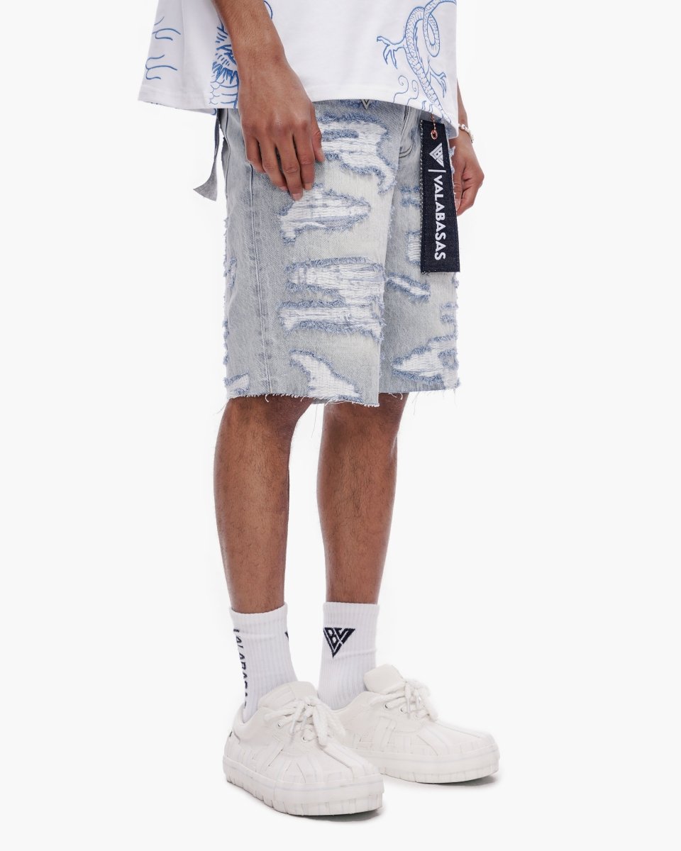 Incise Shorts Light Blue Wash - Valabasas