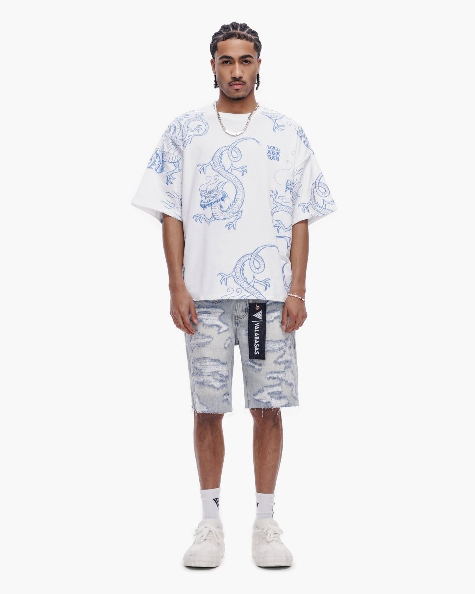 Incise Shorts Light Blue Wash - Valabasas