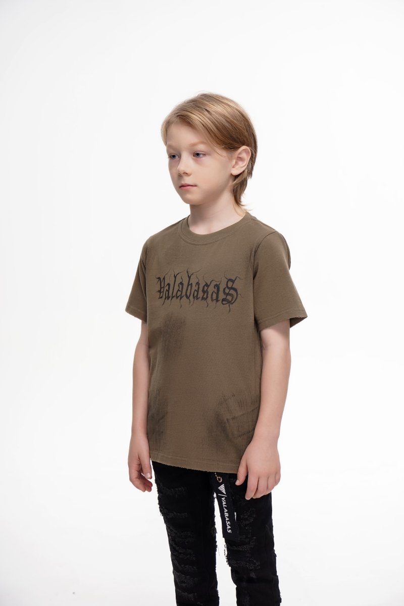 Inked Elegance Kids Tee Vintage Khaki - Valabasas