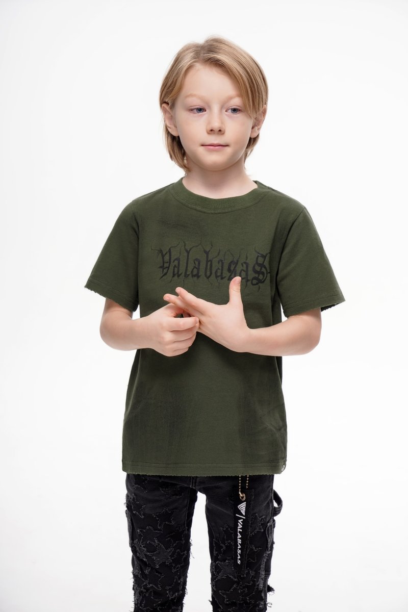 Inked Elegance Kids Tee Vintage Olive - Valabasas