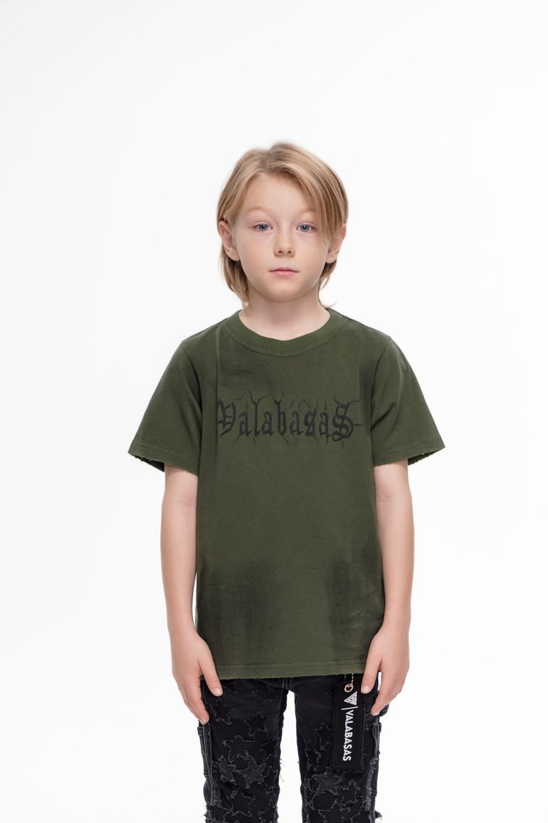 Inked Elegance Kids Tee Vintage Olive - Valabasas