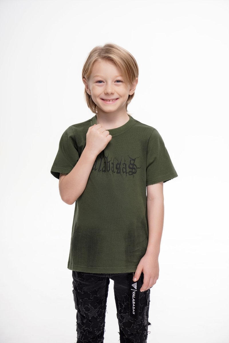 Inked Elegance Kids Tee Vintage Olive - Valabasas