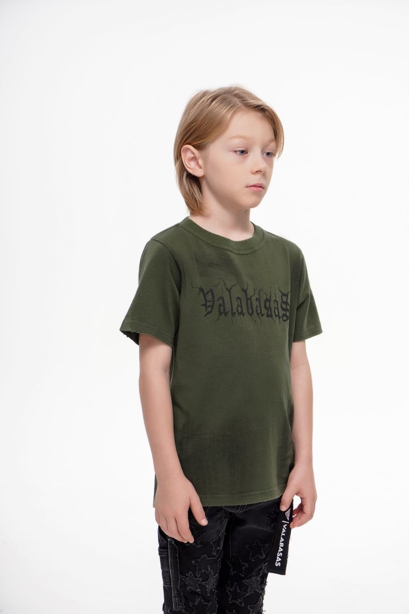 Inked Elegance Kids Tee Vintage Olive - Valabasas