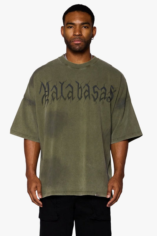"INKED ENELGANCE" OVERSIZED TEE VINTAGE OLIVE - Valabasas