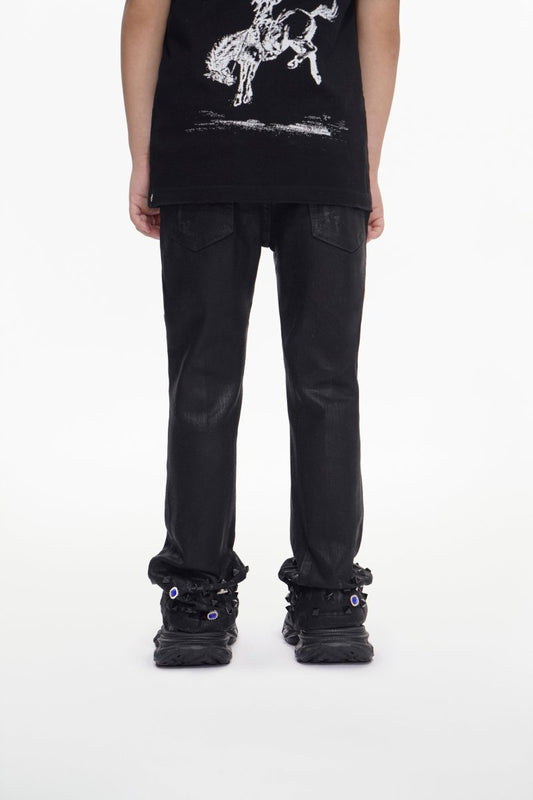 Ion Black Waxed Stacked Jean - Valabasas