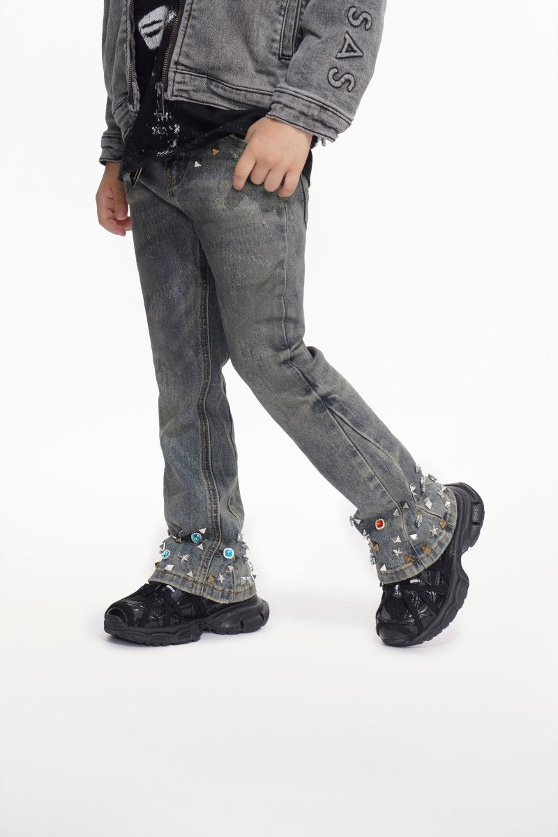 Ion Dt. Blue Wash Waxed Stacked Jean - Valabasas