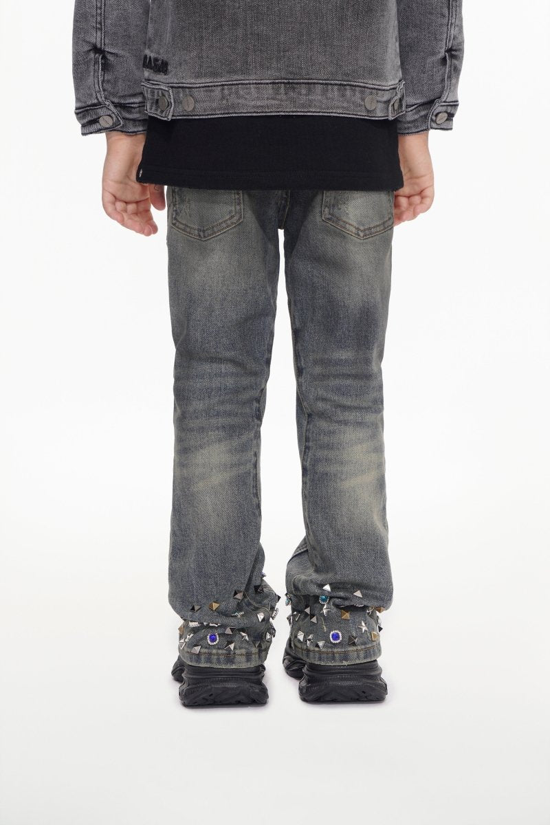 Ion Dt. Blue Wash Waxed Stacked Jean - Valabasas