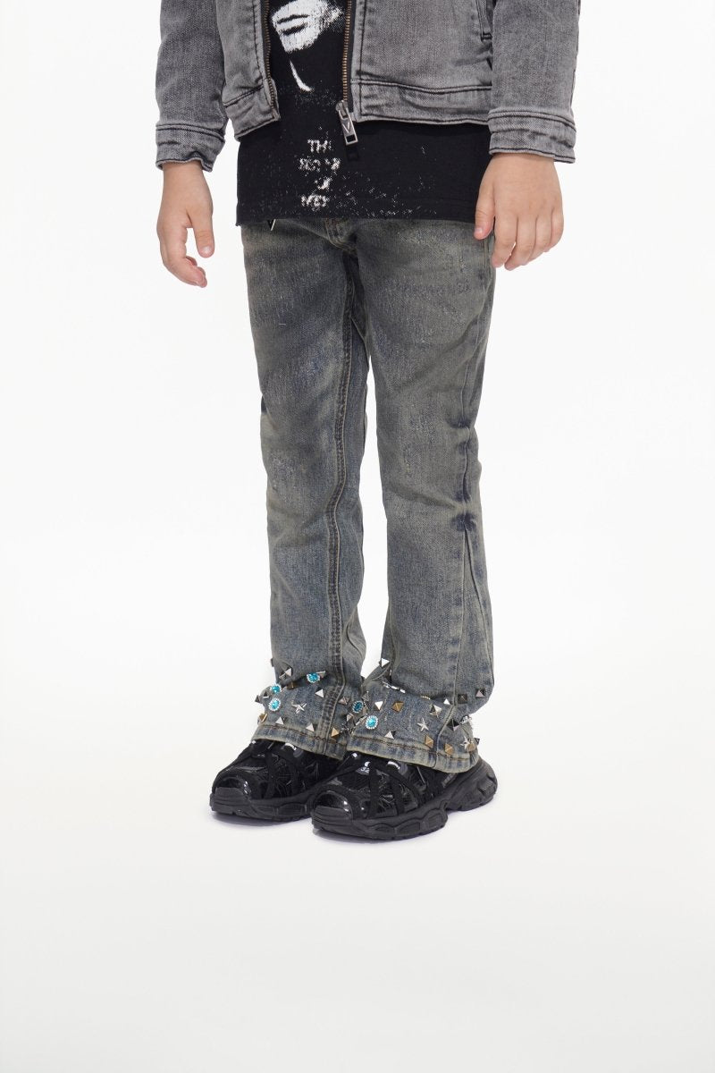 Ion Dt. Blue Wash Waxed Stacked Jean