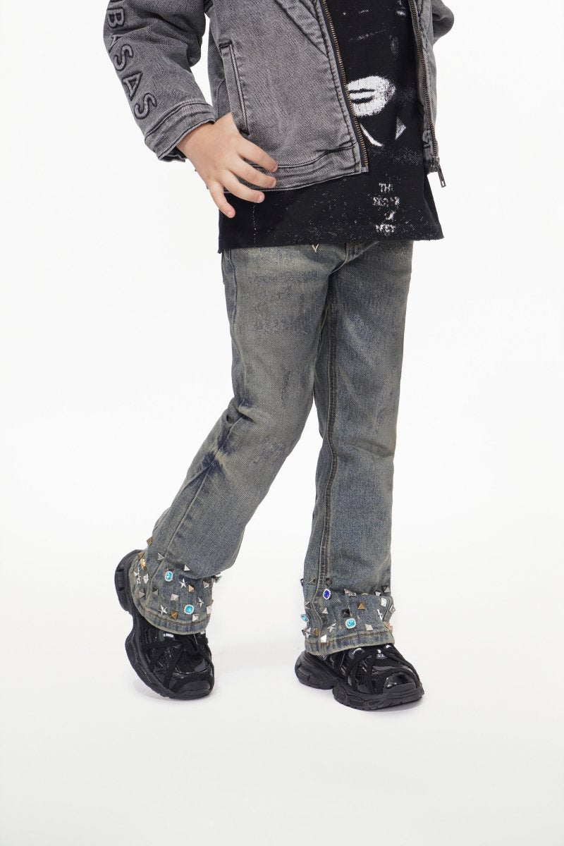 Ion Dt. Blue Wash Waxed Stacked Jean - Valabasas