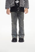 Kids Ion Dt. Blue Wash Waxed Stacked Jean