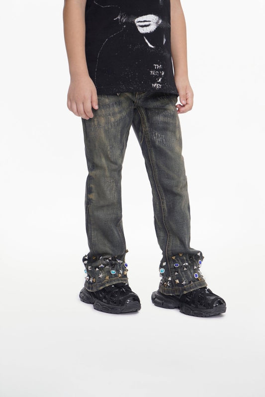 Ion Kids Dt. Vintage Wash Waxed Stacked Jean - Valabasas