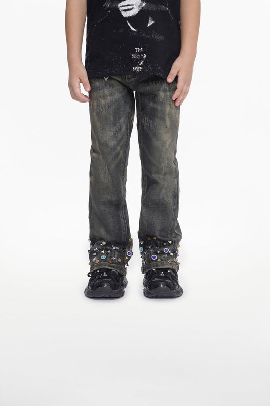 Ion Kids Dt. Vintage Wash Waxed Stacked Jean - Valabasas