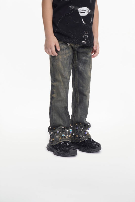 Ion Kids Dt. Vintage Wash Waxed Stacked Jean - Valabasas