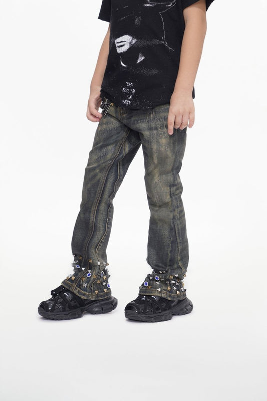 Ion Kids Dt. Vintage Wash Waxed Stacked Jean - Valabasas