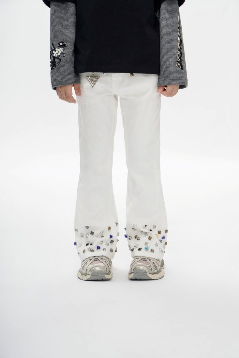 Ion Kids White Waxed Stacked Jeans - Valabasas