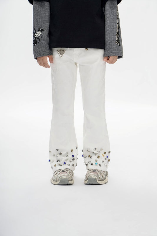 Ion Kids White Waxed Stacked Jeans - Valabasas