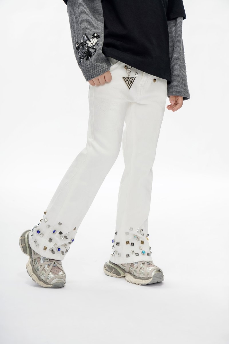 Ion Kids White Waxed Stacked Jeans - Valabasas