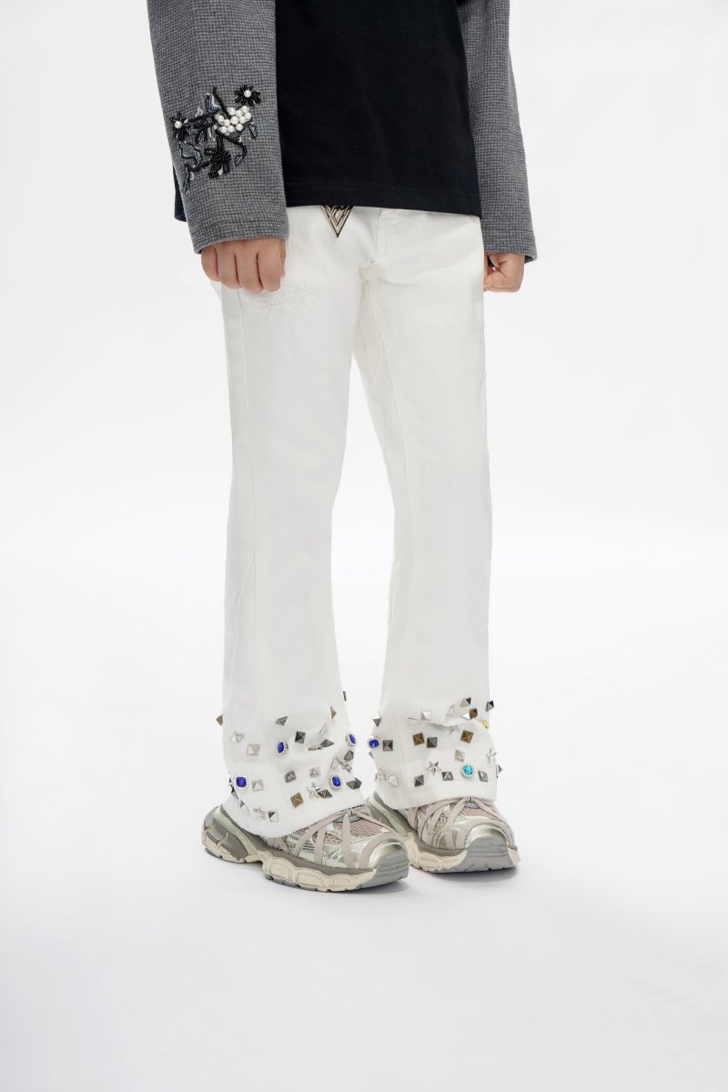 Ion Kids White Waxed Stacked Jeans - Valabasas