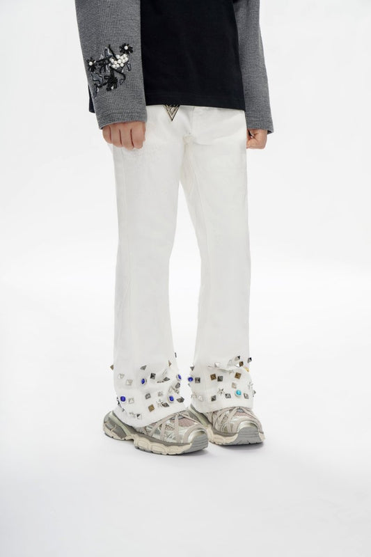 Ion Kids White Waxed Stacked Jeans - Valabasas