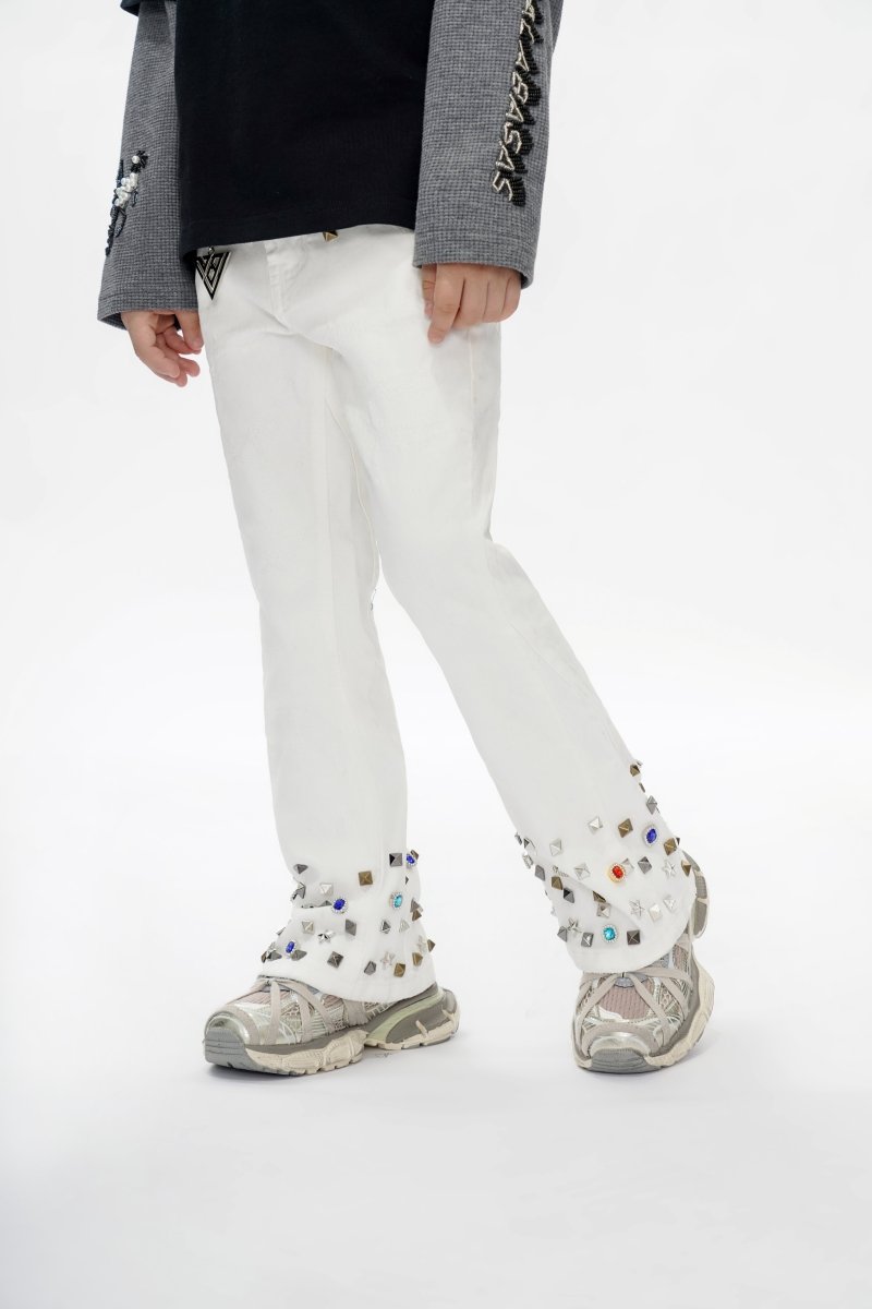 Ion Kids White Waxed Stacked Jeans - Valabasas
