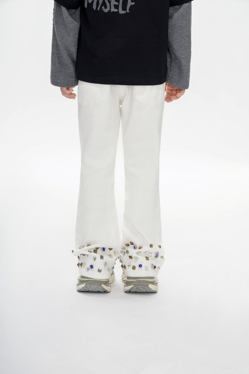 Ion Kids White Waxed Stacked Jeans - Valabasas