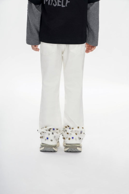 Ion Kids White Waxed Stacked Jeans - Valabasas