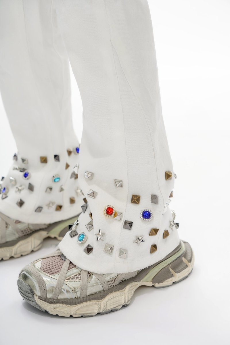 Ion Kids White Waxed Stacked Jeans - Valabasas