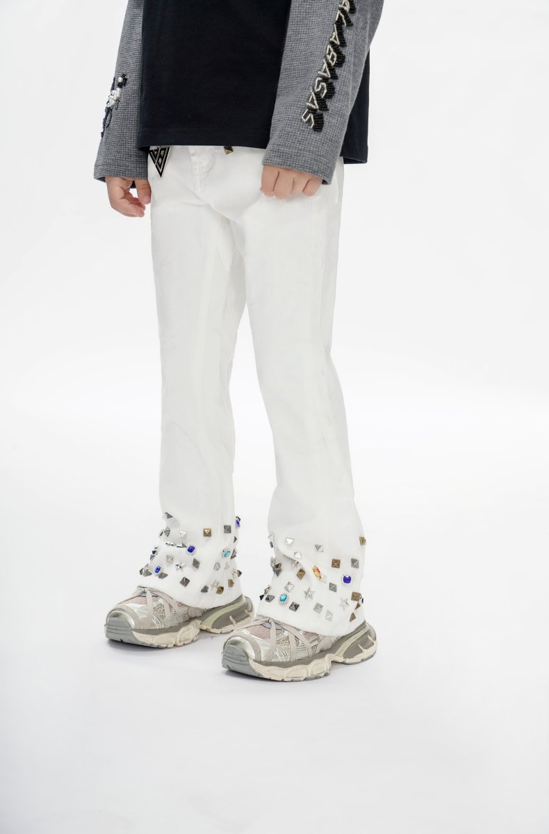 Ion Kids White Waxed Stacked Jeans - Valabasas