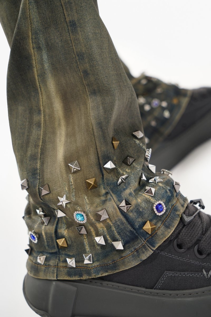 Ion Lt Dirt Vintage Wash Waxed Stacked Jean - Valabasas