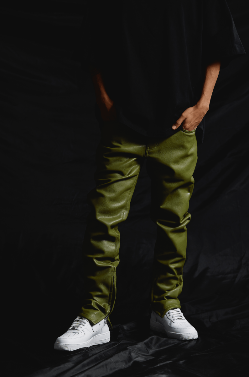 "JEDI" SKINNY/STACKED FLARE JEAN OLIVE - Valabasas