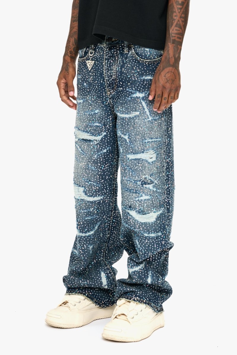 Jelato Blue Silver Baggy Jean - Valabasas