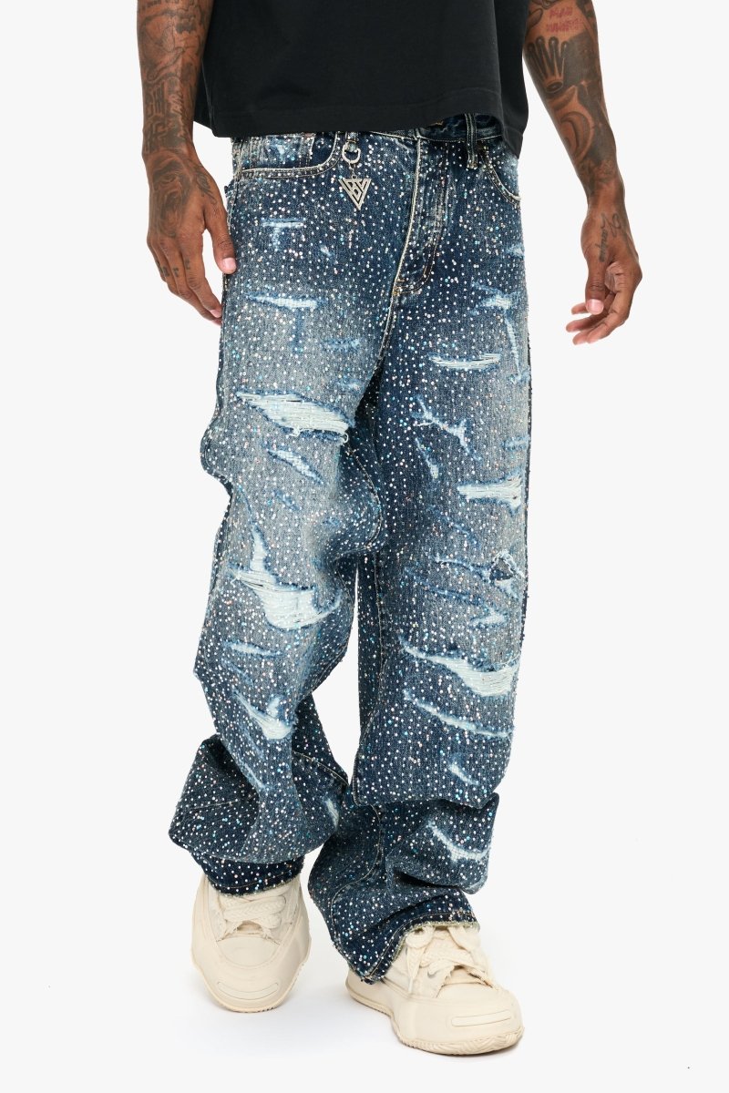 Jelato Blue Silver Baggy Jean - Valabasas